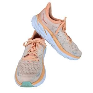 Hoka One One Peach and White Athletic Shoes